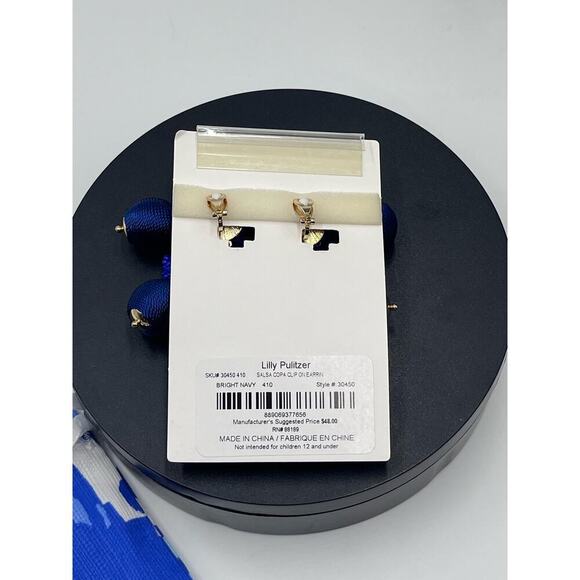 NEW Lilly Pulitzer SALSA COPA Clip On Statement EARRINGS Bright
Navy Beaded Gold - Picture 9 of 12